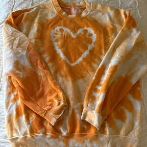 Urban Outfitters Orange Tie-Dye Heart crewneck